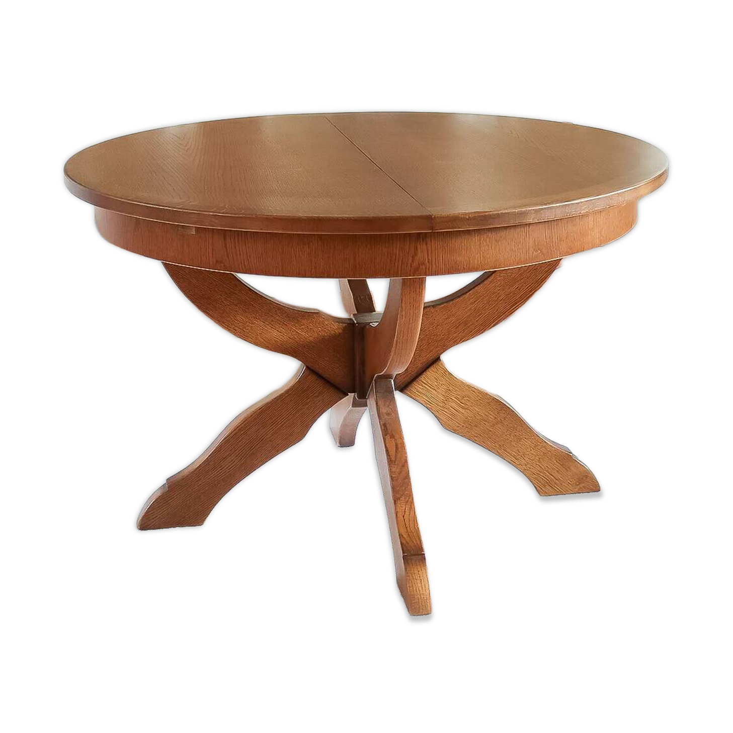 Extendable oak round table, Lübke, Germany 1960s
