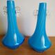 Paire de vases bleus torsadé blanc dans le goût de Murano