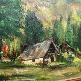 Old paysgae painting oil on canvas assembly