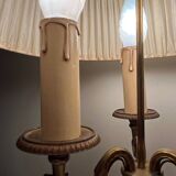 Antique three-light Bouillotte lamp - brass - Fontette Palace Caen