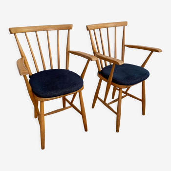 Suite de 2 fauteuils lounge design vintage suédois