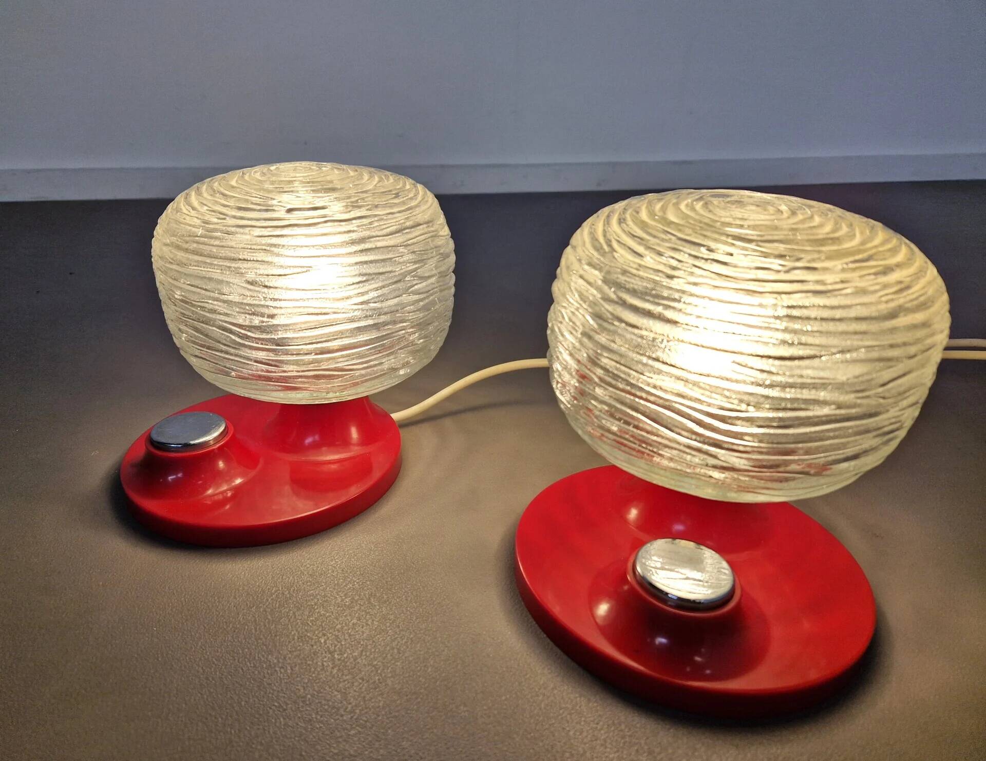 Pair of Hillebrand Space Age bedside lights, 1970s