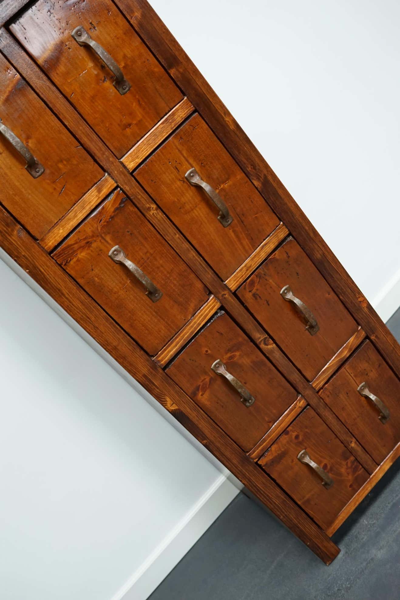 Apothecary or industrial workshop cabinet in pine Netherlands 1930