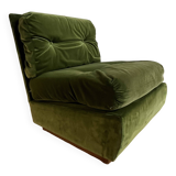 Chauffeuse basse vintage en velours vert