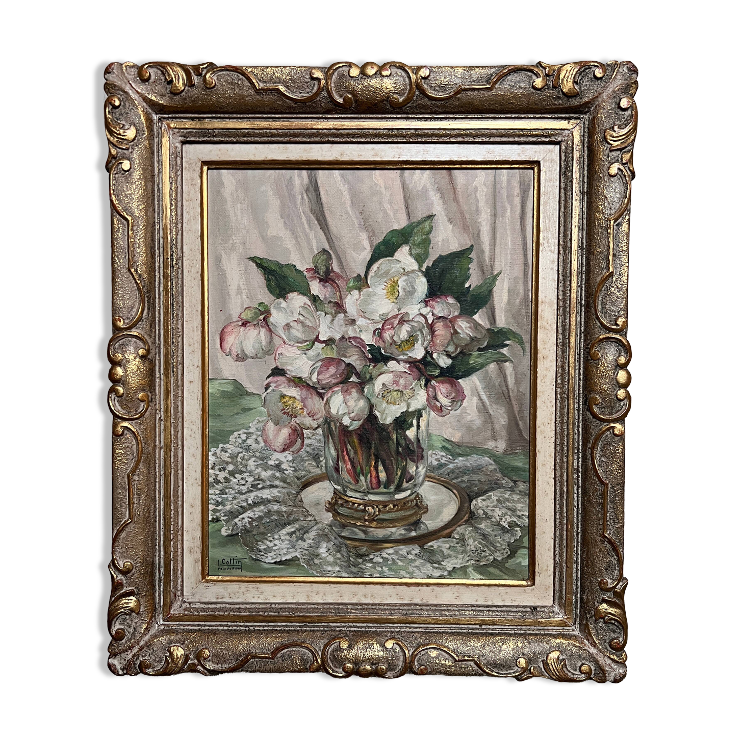 Painting Bouquet of Roses by Louise Cottin (1907-1974)