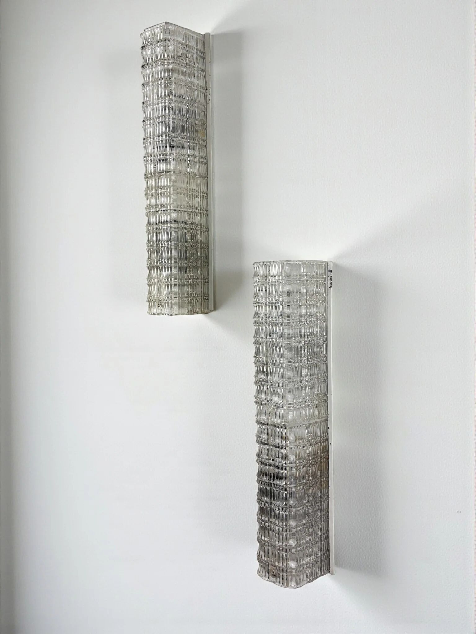 Pair of Lucite tube wall sconces by Geru Leuchten, frosted effect, Germany 1970s