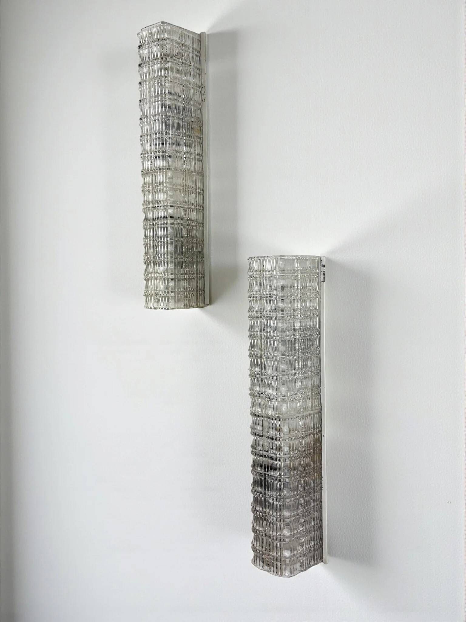 Pair of Lucite tube wall sconces by Geru Leuchten, frosted effect, Germany 1970s