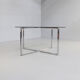 80s Chrome cross framed dining table glass table top