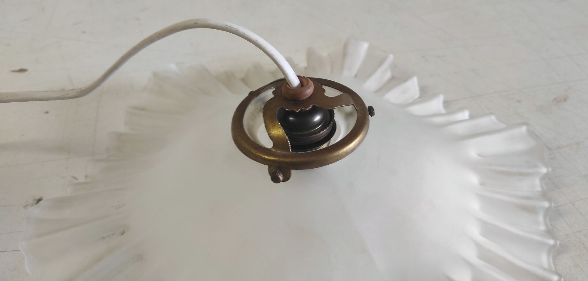 Pleated glass lampshade - mid 20th century