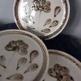 6 dessert plates glazed stoneware from Sarreguemines, Art workshop, model Jocelyne - vintage