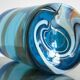 Cylindrical blue blown glass vase