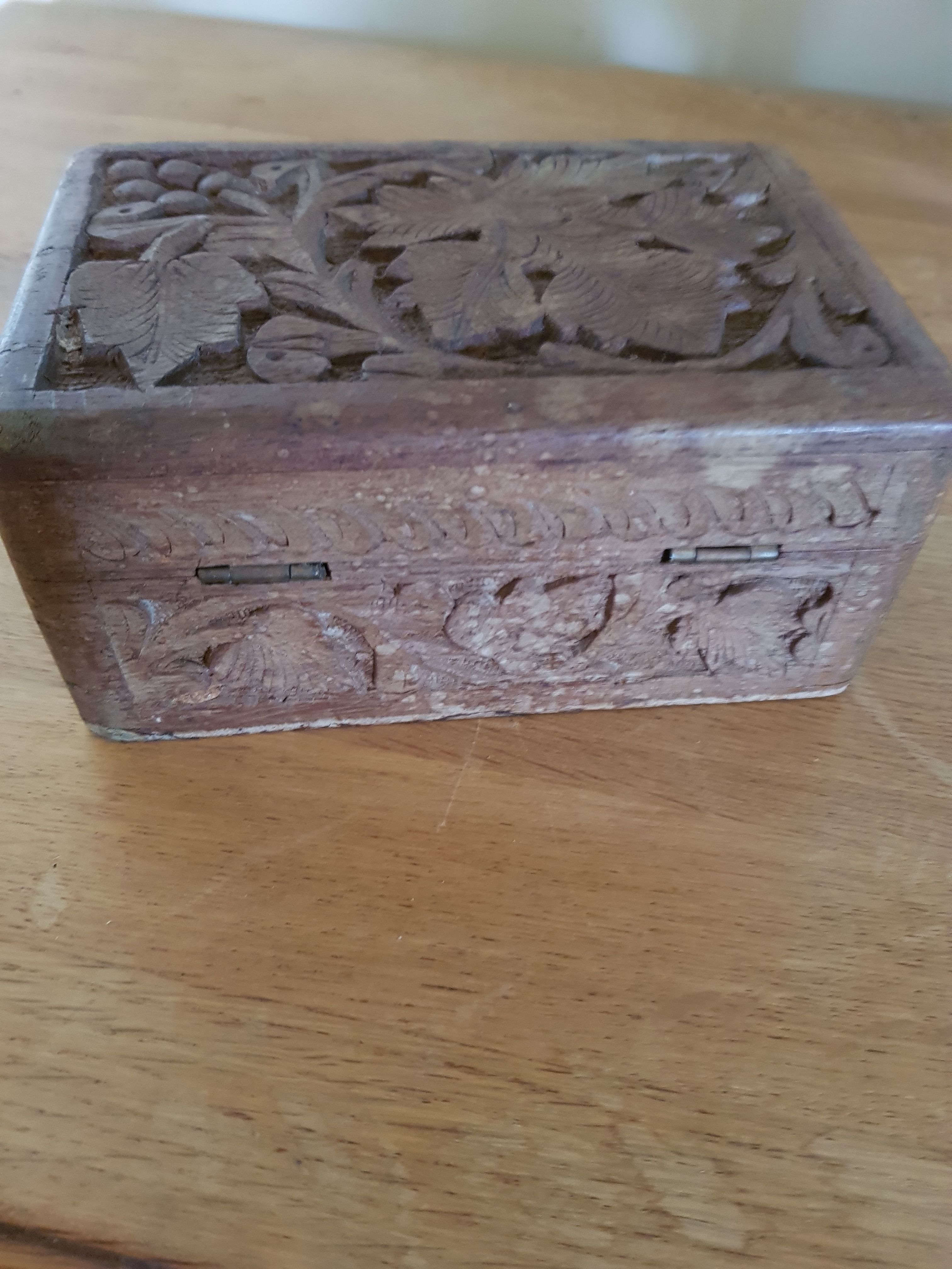 Black Forest style vintage carved wooden box Jewelry box 11