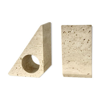 Pair of travertine book ends