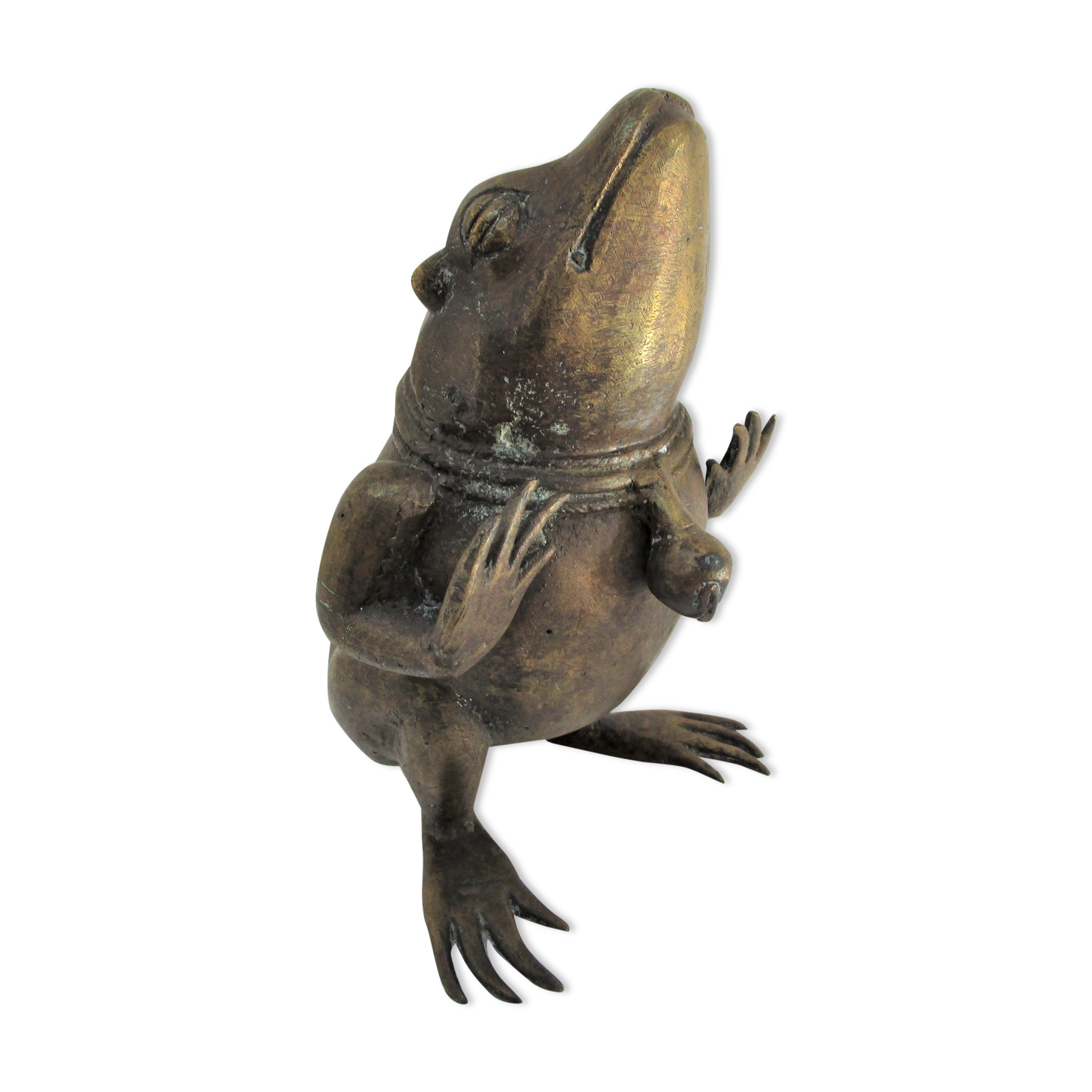 Vintage patinated brass sculptural frog 50-60s