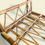 Low Varnished Rattan Armchair by Audoux-Minnet - Golfe-Juan, 1950s-1960s