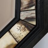 Brass and horn octagonal mirror with horn by Anthony Redmile, UK ca. 1980