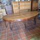 Large oval farmhouse table in solid oak, 19th century, 243 × 153cm