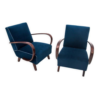 A pair of Art Deco armchairs by J. Halabala, Czechoslovakia, 1930s. After restoration.