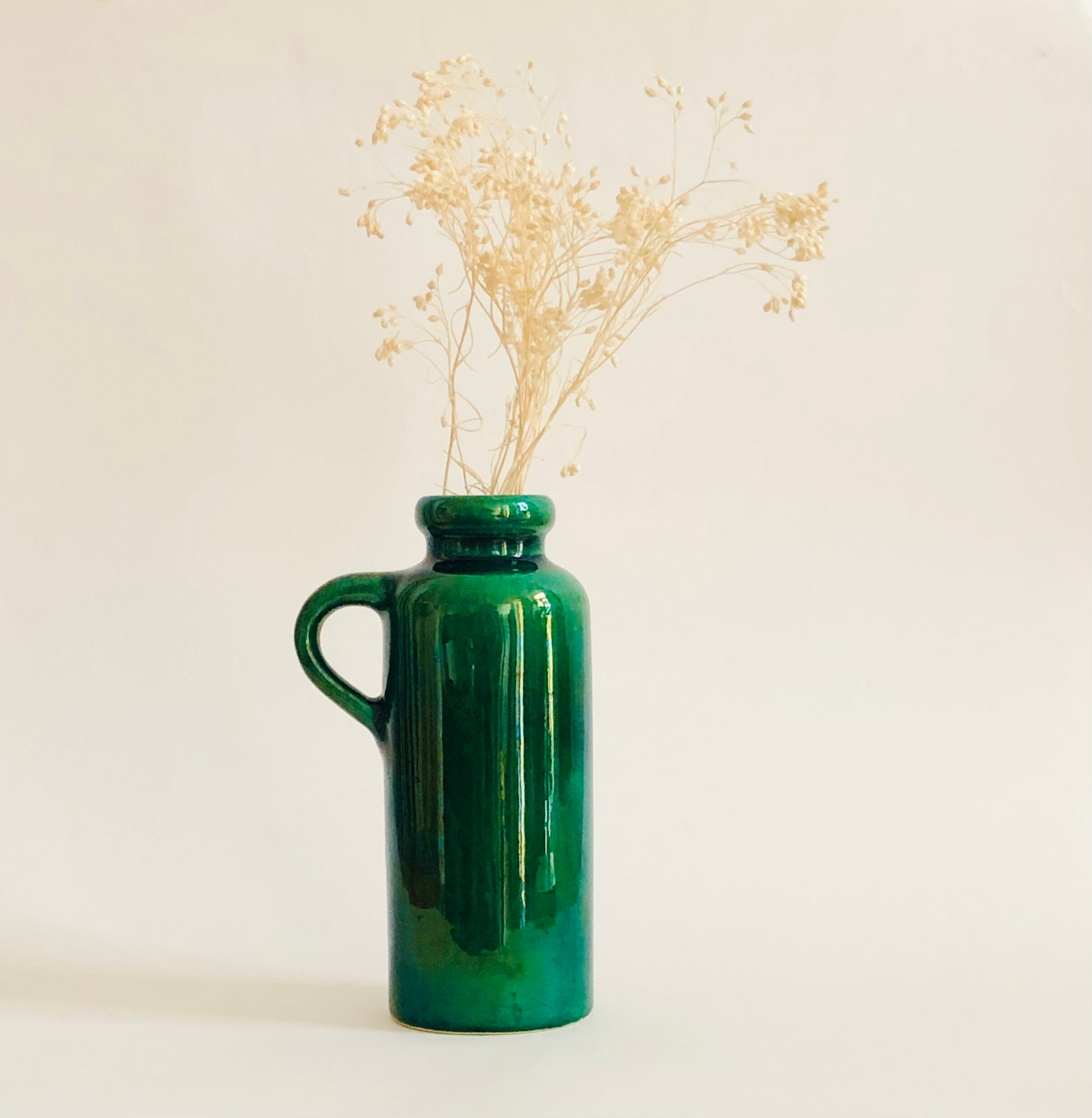 Soliflore vase in iridescent green ceramic West Germany