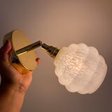 Vintage globe wall lamp in white clichy glass