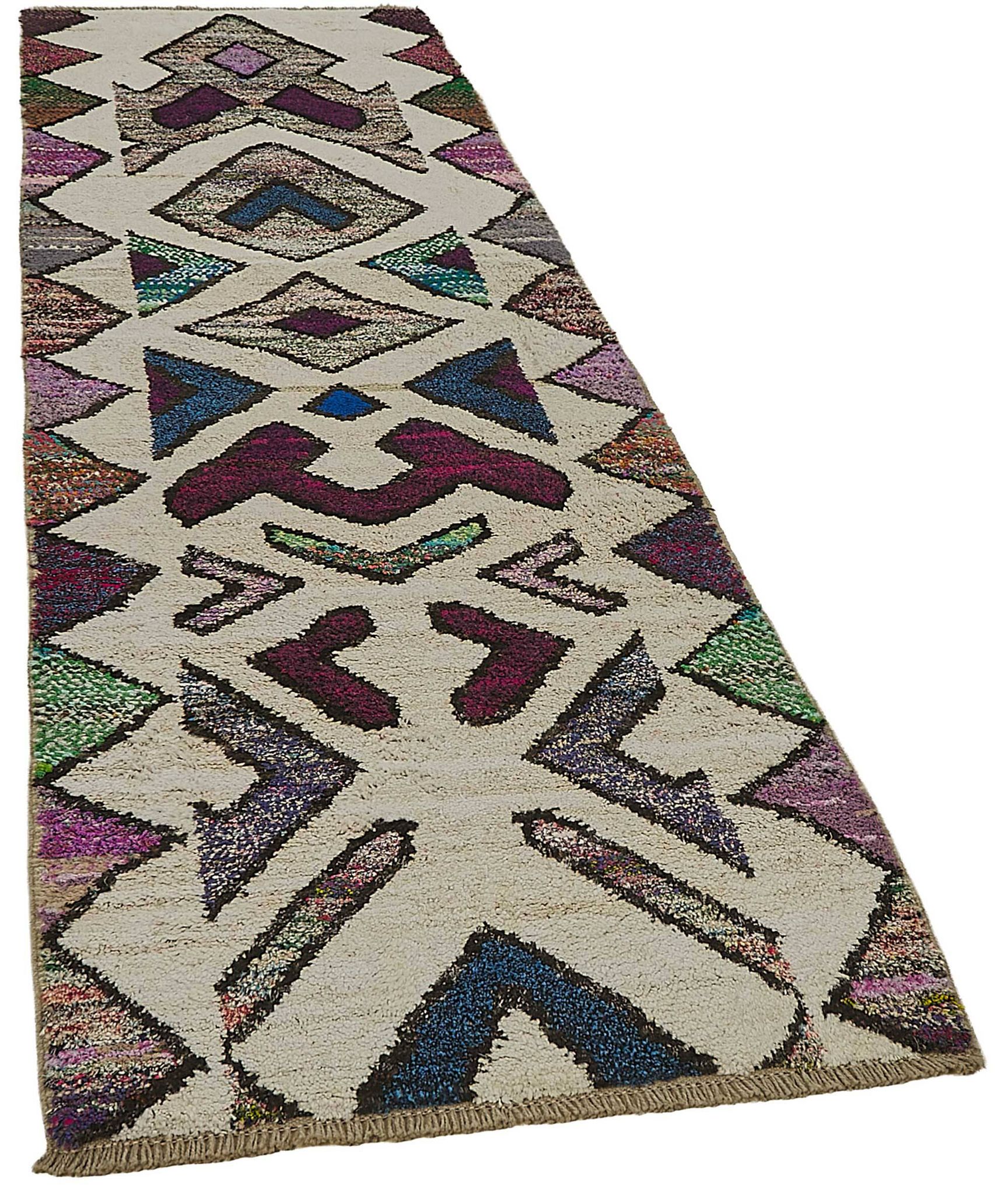 Handwoven Turkish Recycled Boho Rug 92 cm x 293 cm