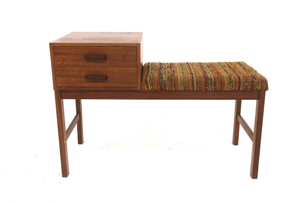 Scandinavian teak telephone bench, Sweden, 1960
