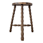 Antique wooden tripod stool - turned leg side table