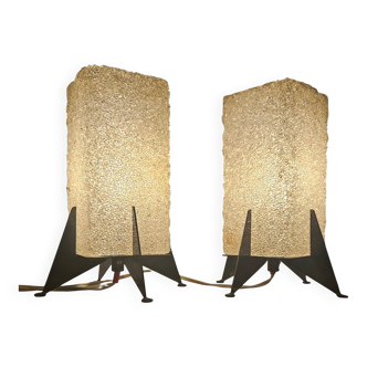 Pair of Rare Midcentury Table Lamps Pokrok Zilina, Rocket, 1970s