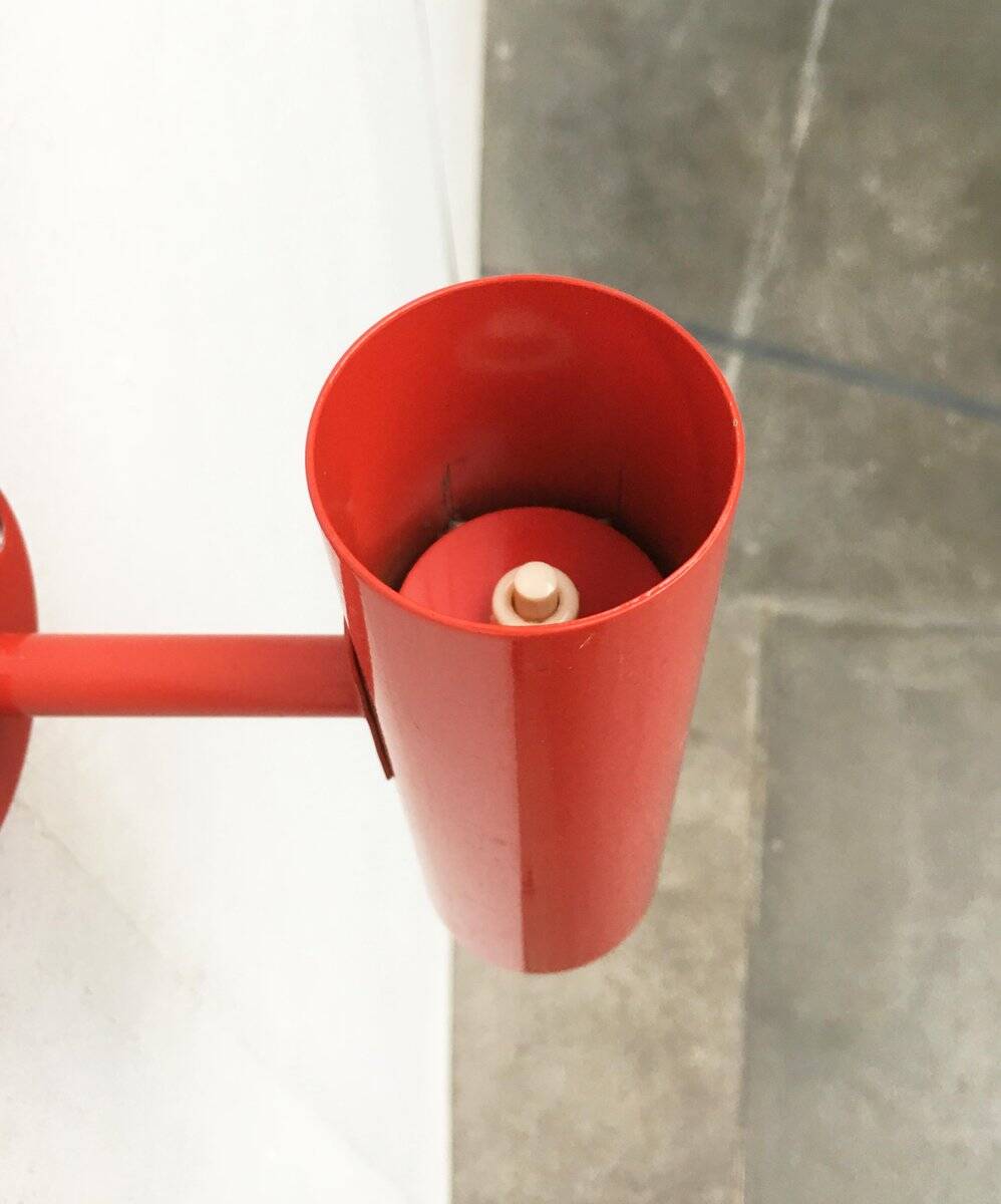 Mid-century minimalist red wall lamp, set of 2.