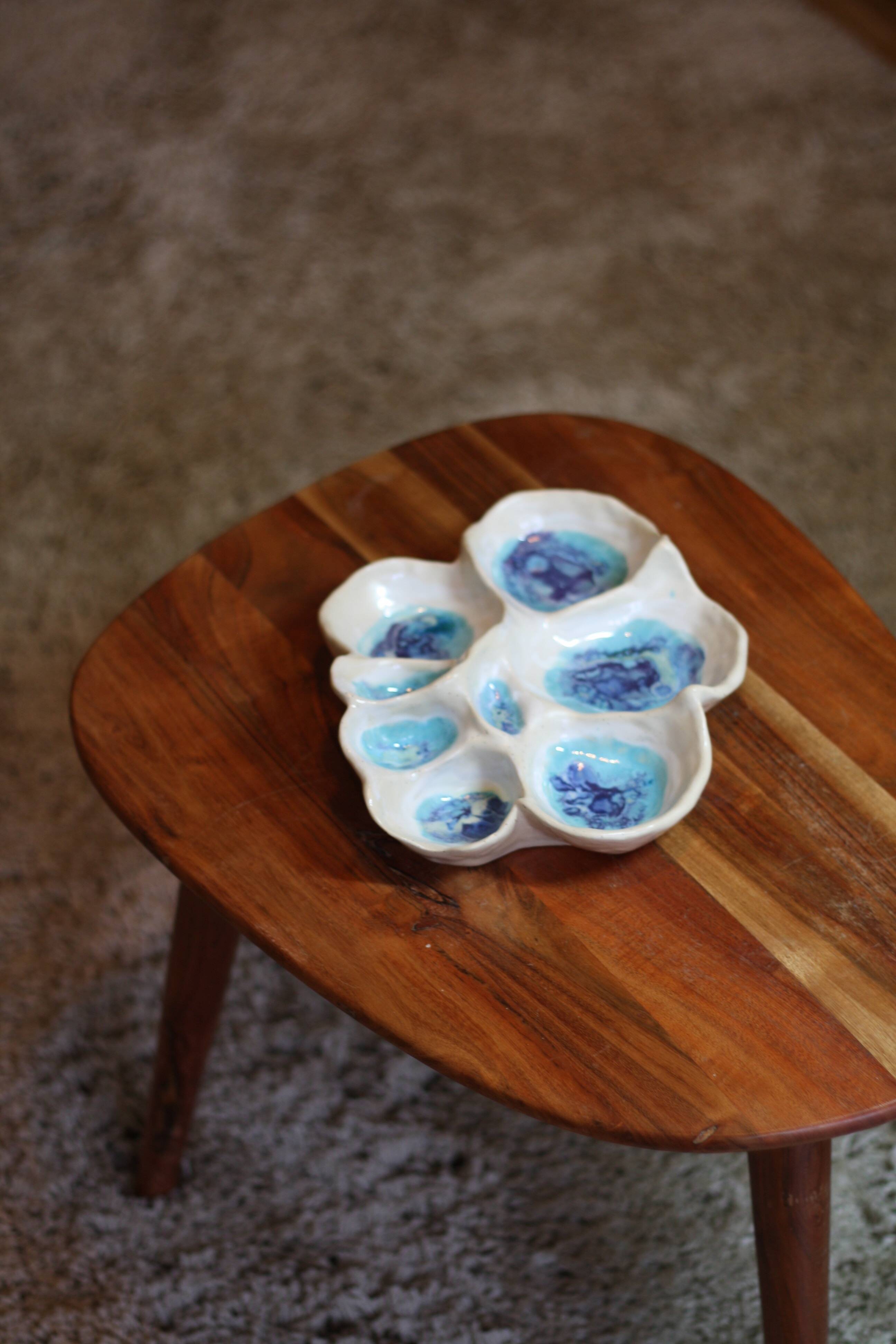 white handmade large ceramic bowl as a jewelry holder or for tapas