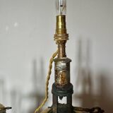 Pair of Napoleon III bronze and glass lamps