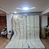 Tapis Béni Ourain Authentique 300x200 cm 100% Laine, Fait Main, Motifs Bleu