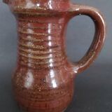 Cream pot, glazed stoneware pitcher, signed Fontgombault, 20th century
