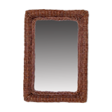 Vintage rectangular woven rattan wall mirror
