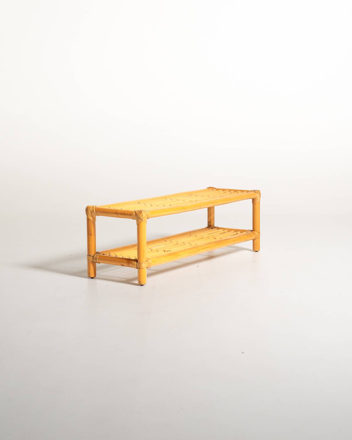 Scandinavian bamboo and rattan bench, second half of the 20th century