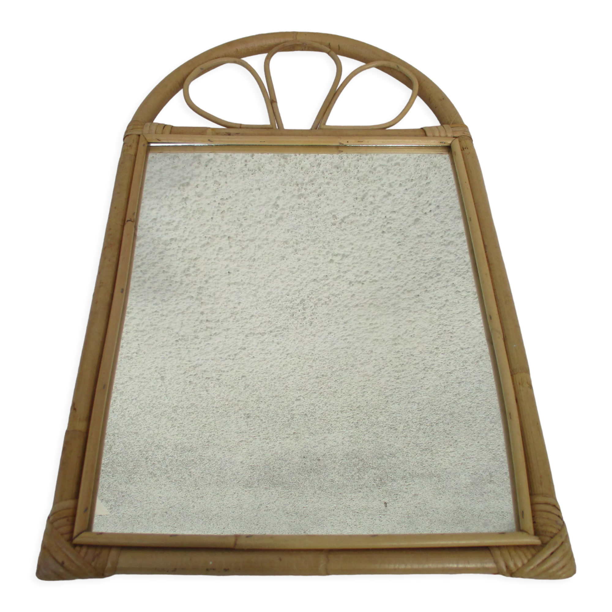 Mirror in bamboo and vintage rattan deco, 61x37 cm
