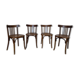 Set of 4 antique Thonet curved wood bistro chairs