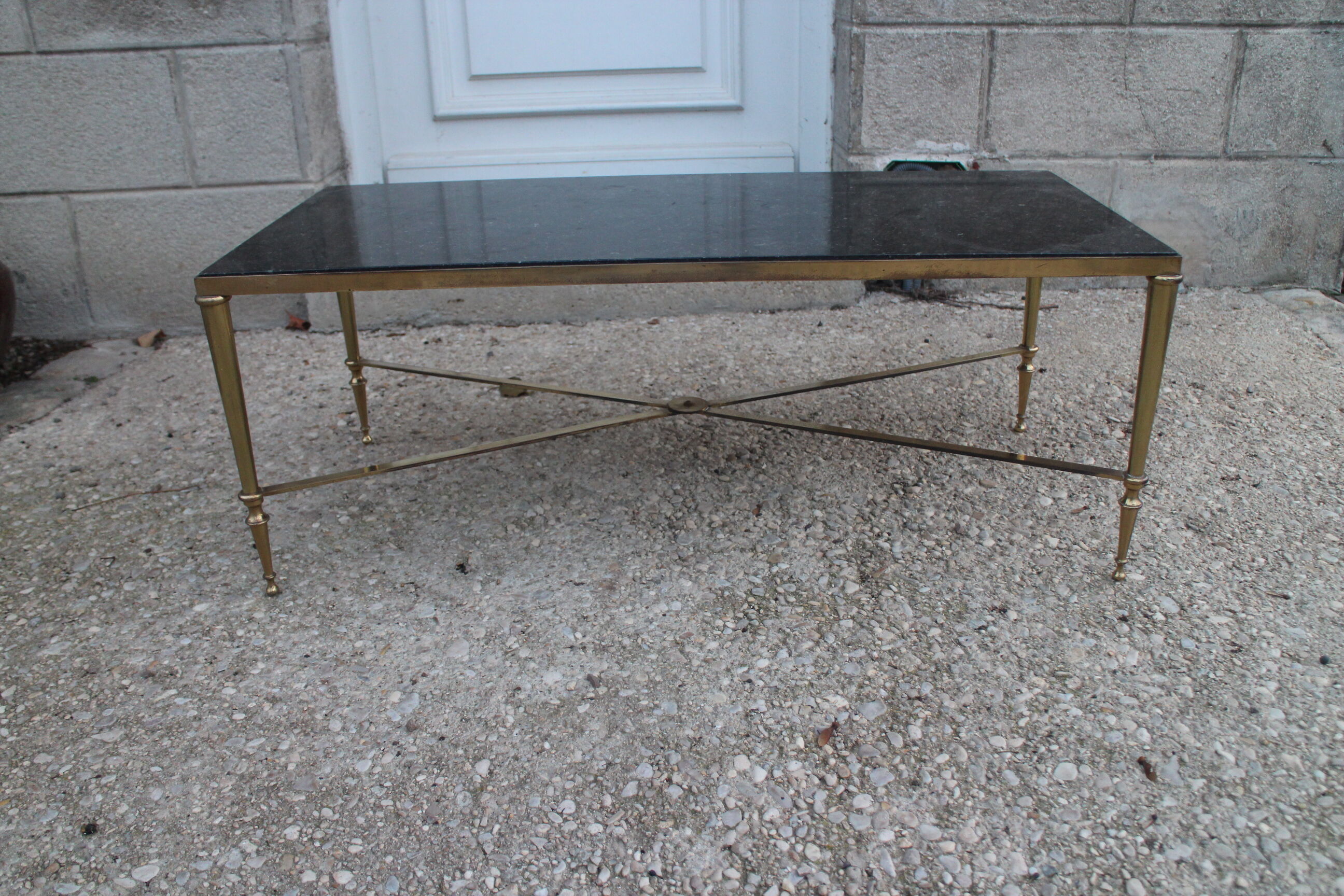 Brass and marble coffee table