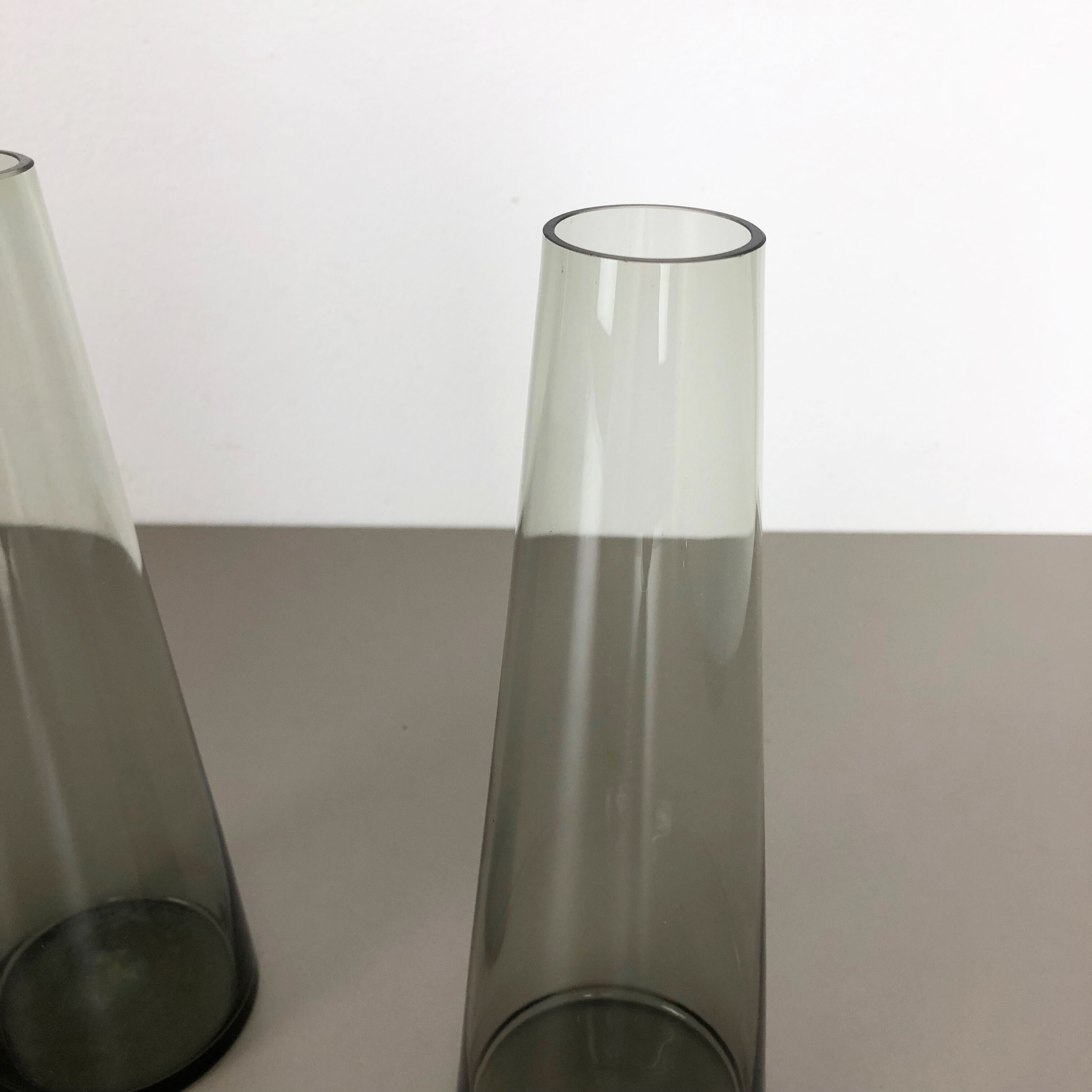 1960s set of 2 turmalin vases by Wilhelm Wagenfeld for WMF, Germany
