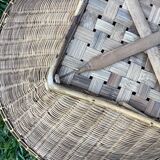 Large flat rattan basket