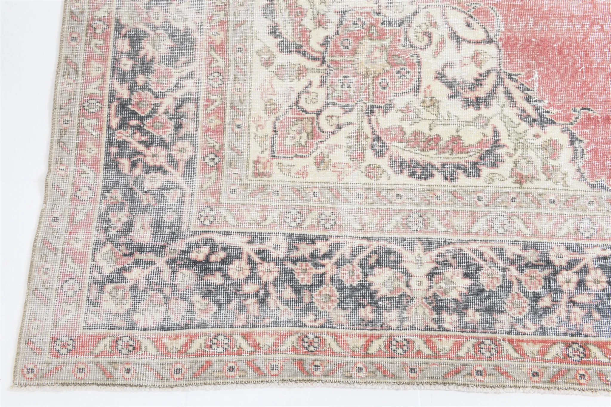 8x12 Large Vintage Pale Red & Blue Persian Rug, Oriental Rustic Carpet