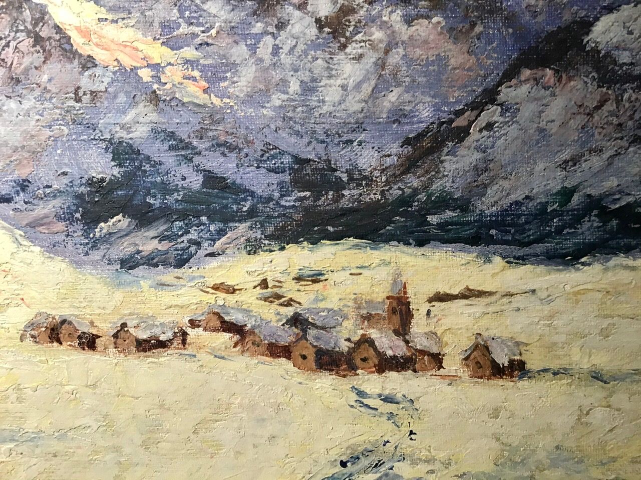 Table, winter landscape under snow 50/60s