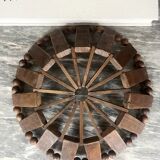 Geometric olive wood basket, France 1970