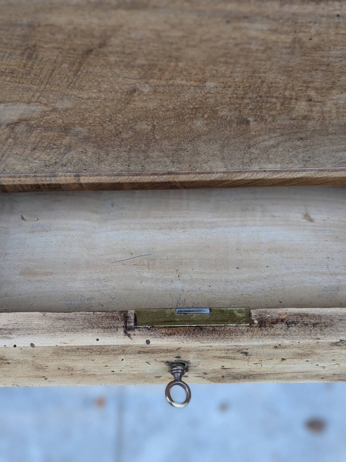 Solid wood desk, black base