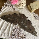 Antique carved wooden pediment with lions and medallion