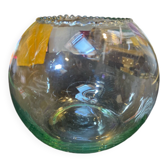Old green blown ball vase