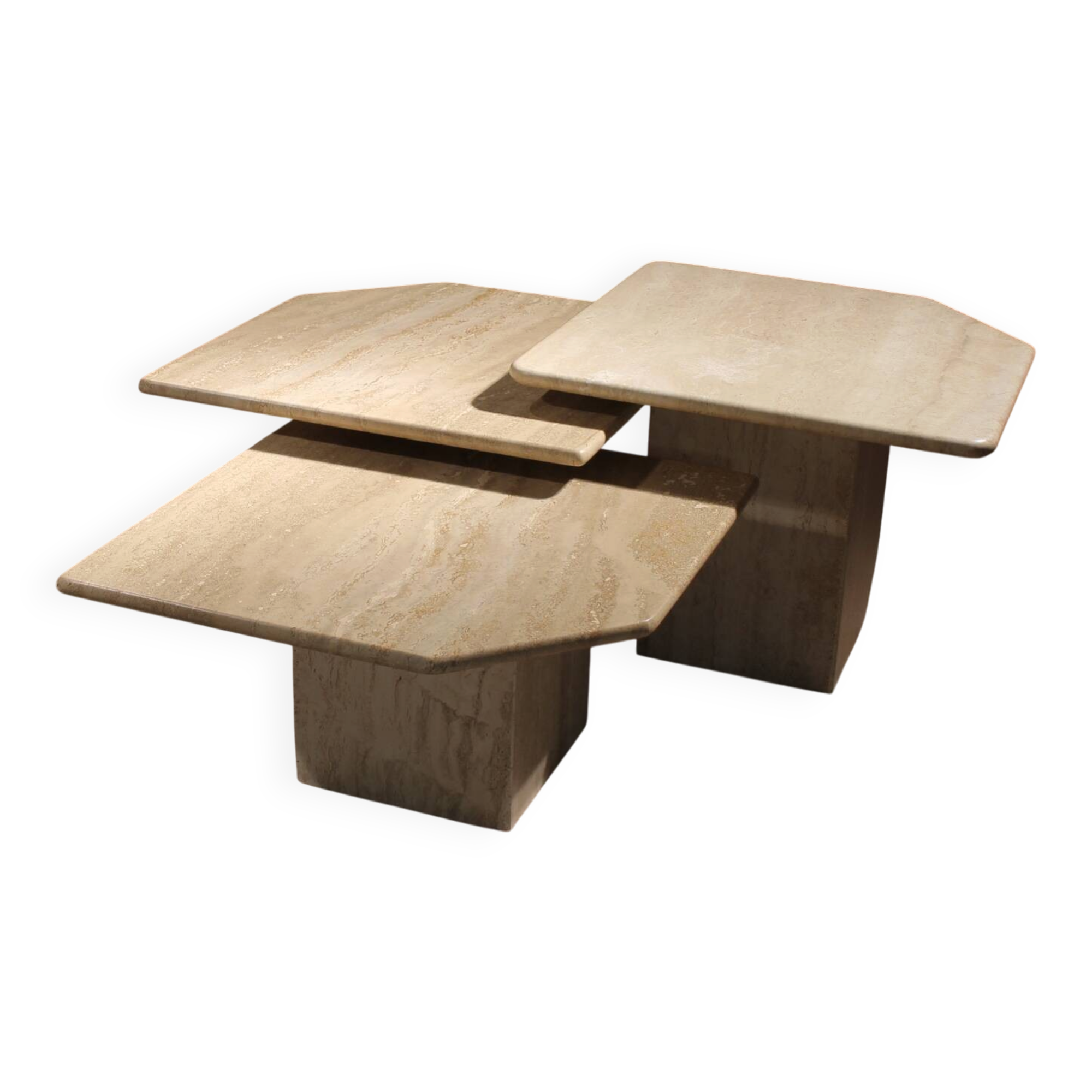 Nesting Table Set in Travertine | Italy 1970s