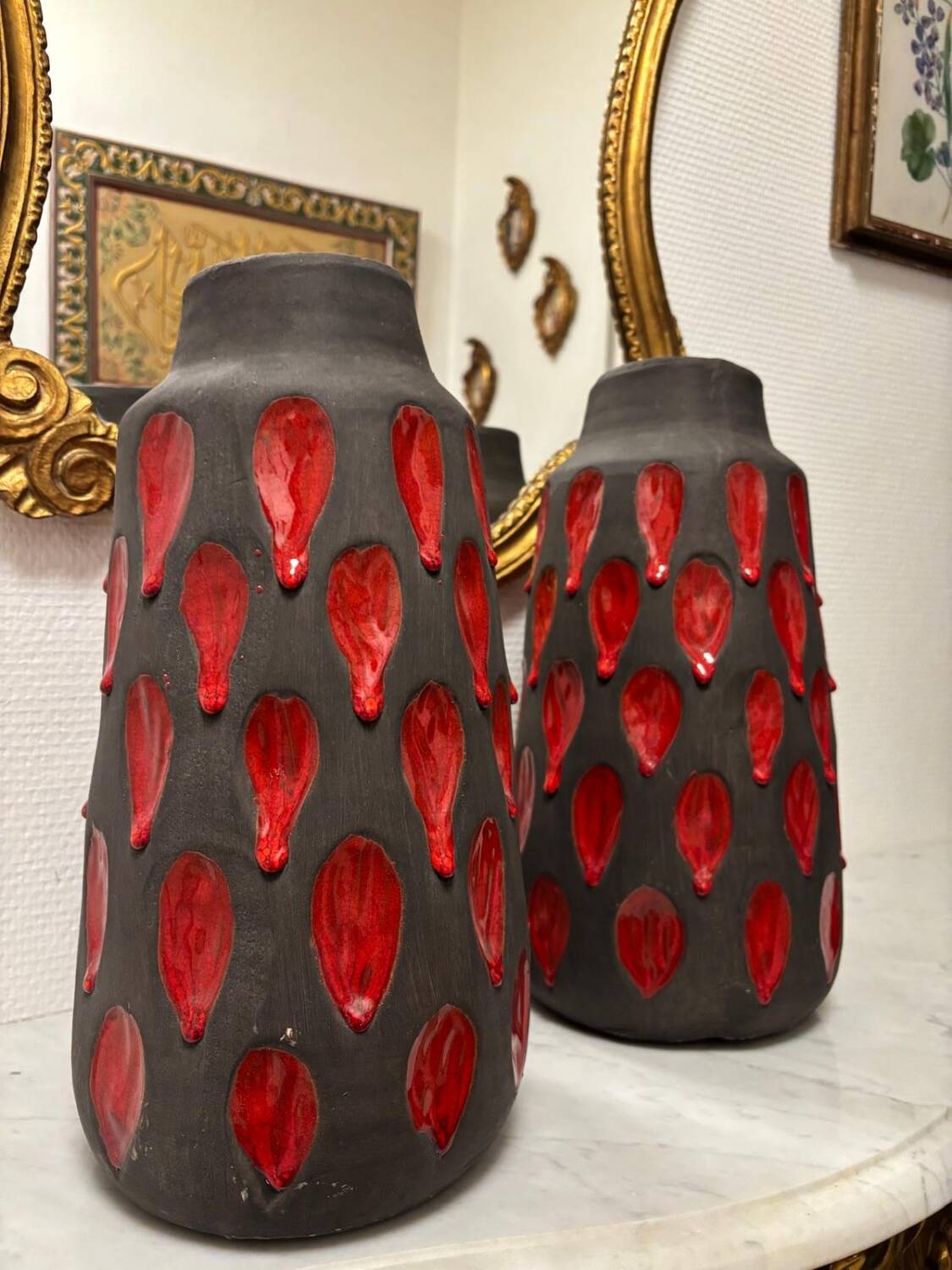 Pair of "drippy" ceramic vases by Tyson LONDON