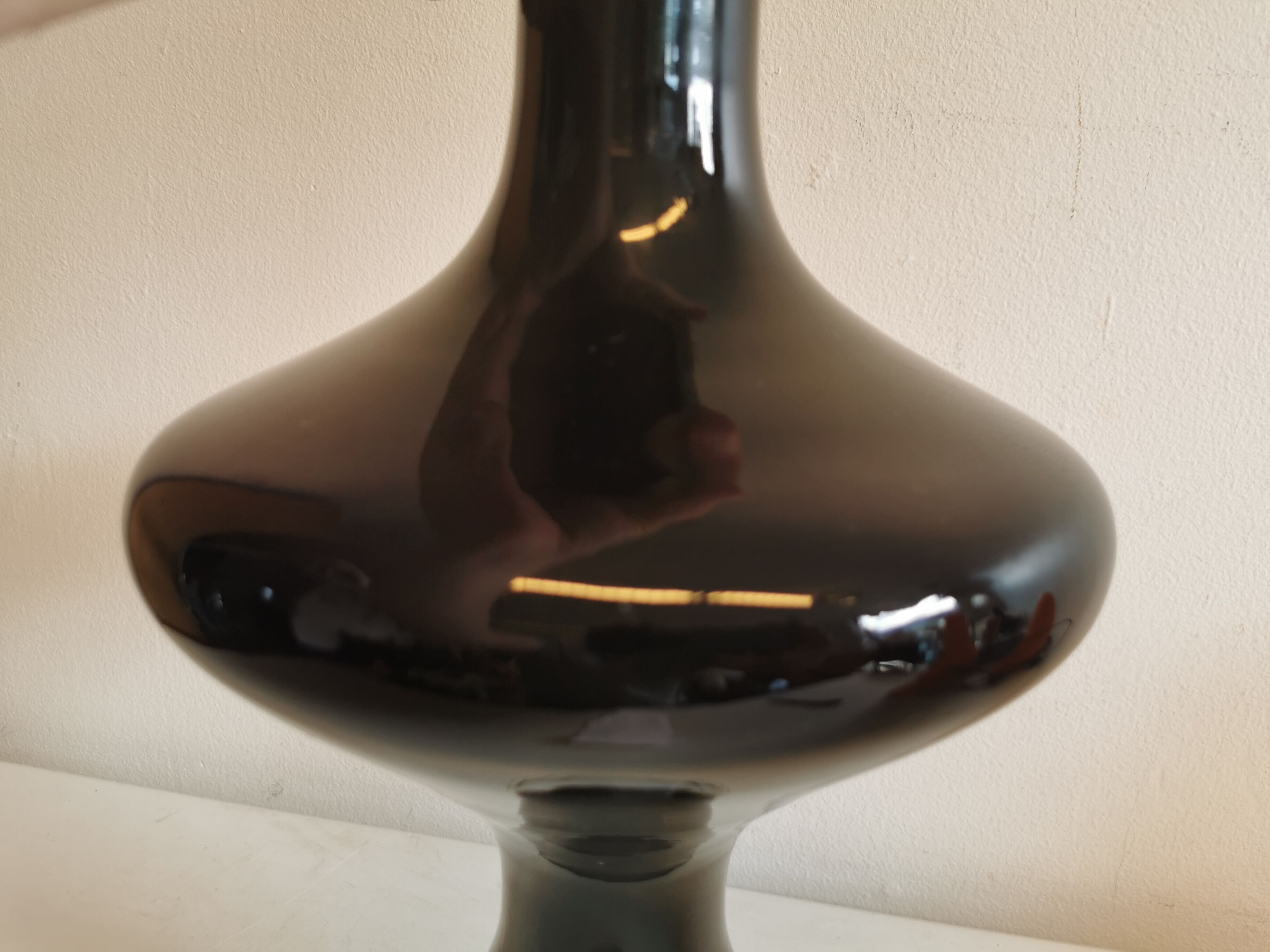 Large Danish glass vase in deep purple/black colour..