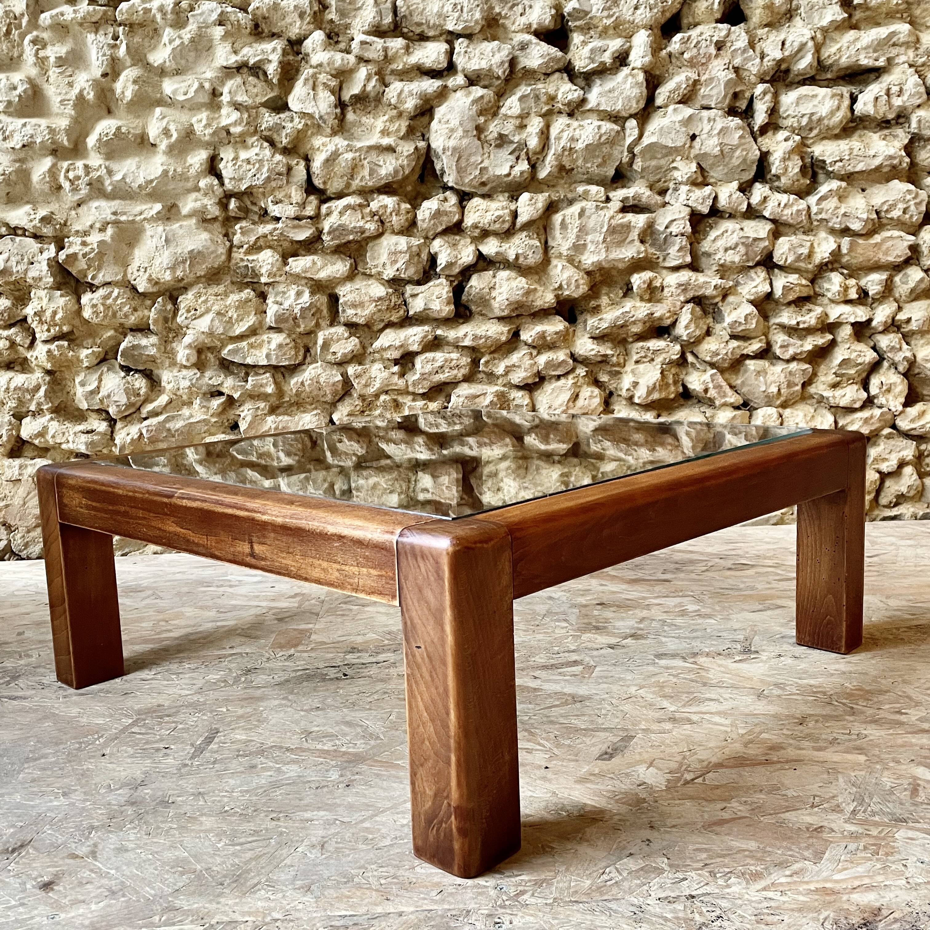 Table basse bois et verre